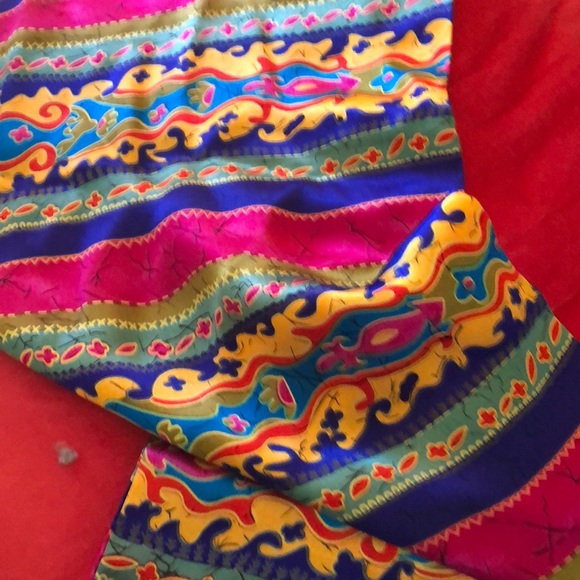 Silk scarf / gorgeous bright colors - Picture 2 of 3